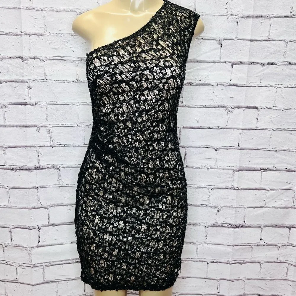 David Meister One Shoulder Sequin size 2 - Picture 1 of 13